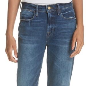 FRAME Le High Straight Asymmetrical Hem Jeans